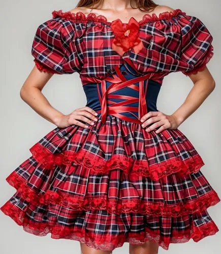 Vestido Caipira Adulto Xadrez Luxo Acinturado Com Espartilho
