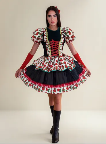 Vestido De Festa Junina Caipira Lindo Adulto E Luva