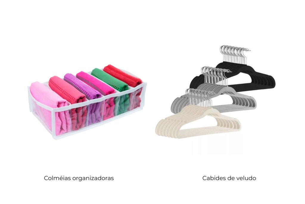 Colméias organizadoras e Cabides de veludo