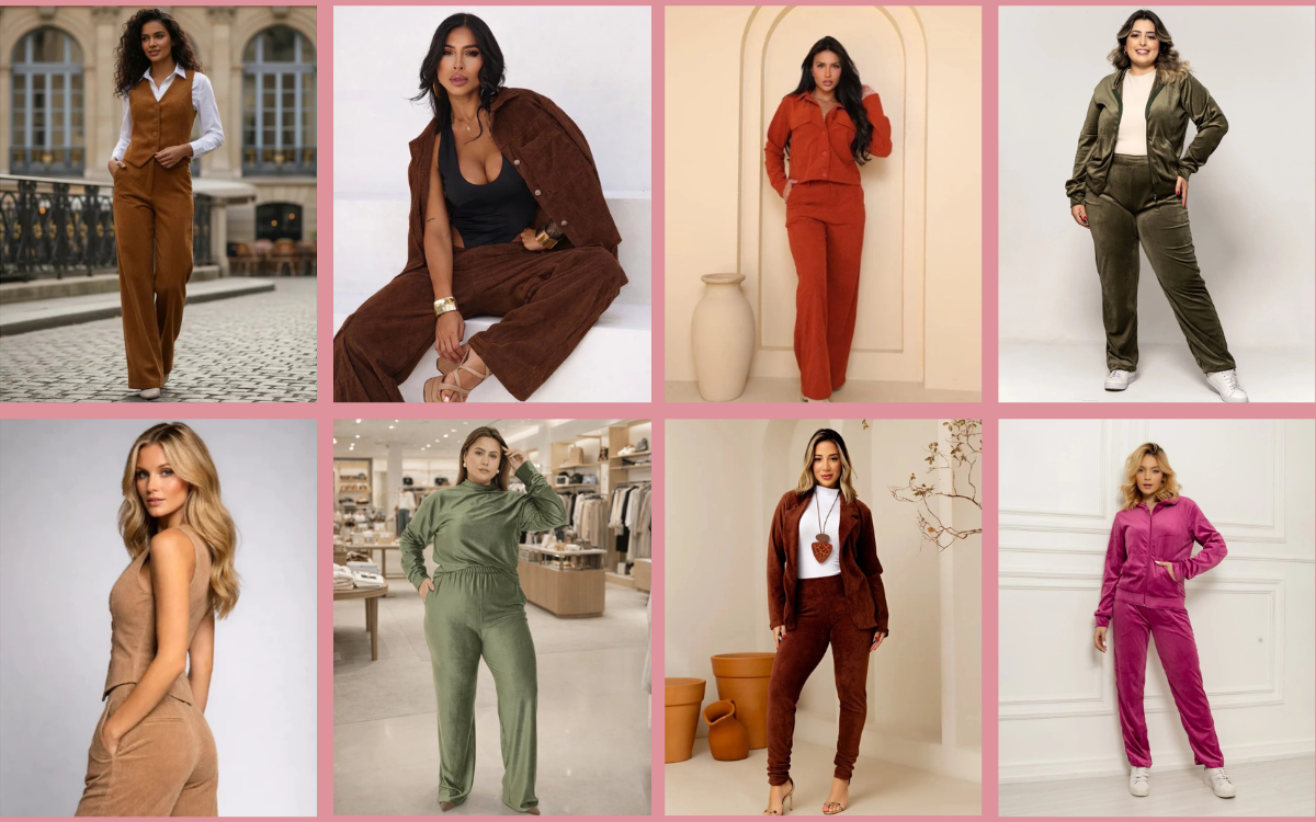 Conjunto feminino de veludo a tendência que une sofisticação e conforto